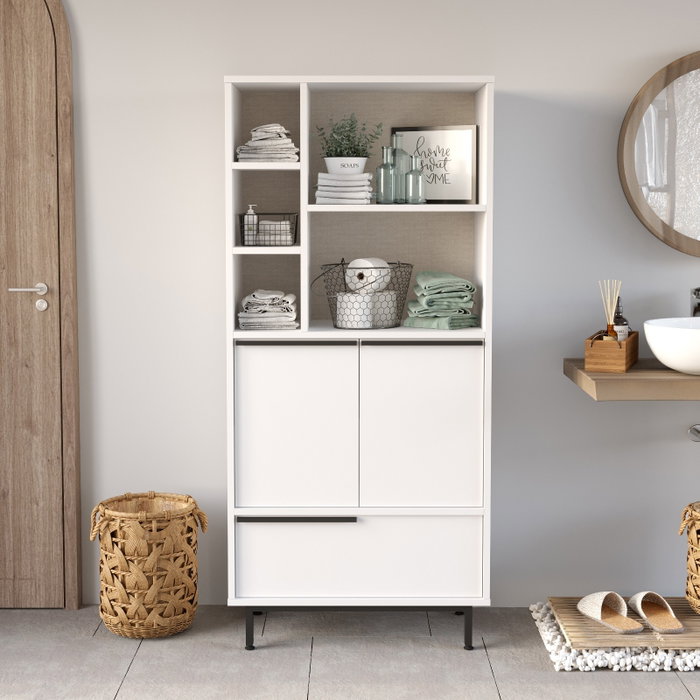 Hanah Home Mueble de Baño On9C-W Blanco 74.8cm x 161.6cm x 35.5cm Elegante y Funcional